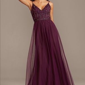 David’s bridal burgundy ALine Beaded Dress